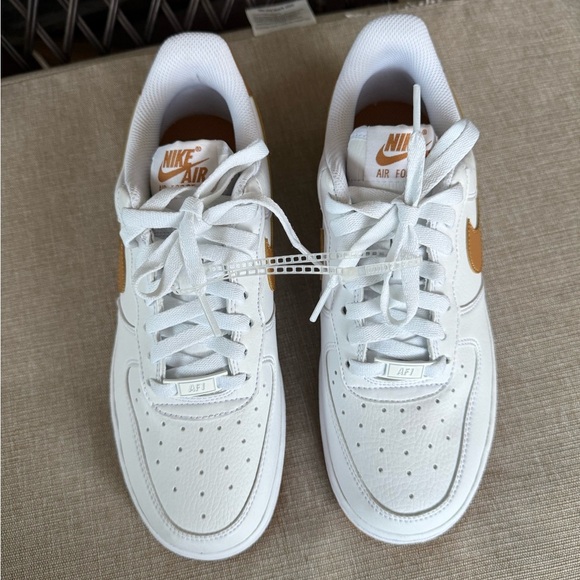 Nike Air Force 1 White and Flax Sneakers - Picture 3 of 9